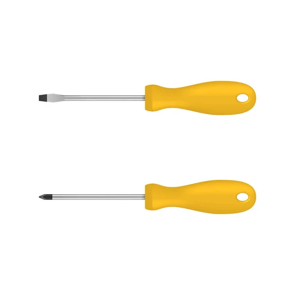 Realistic Screwdriver White Background Screwdriver Flat Cross Vector Illustration — Stock Vector