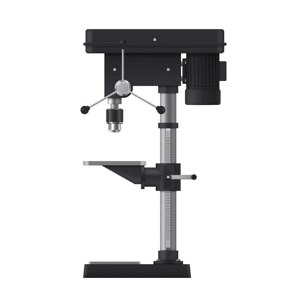 Realistische Bohrmaschine Isoliert Auf Weißem Hintergrund Seitenansicht Vektorillustration — Stockvektor