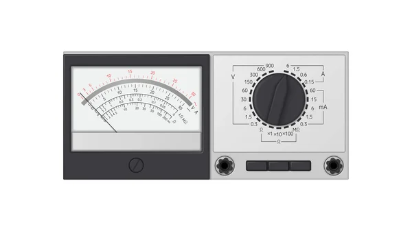 Retro Multimeter Vit Bakgrund Anordning För Mätning Elektricitet Vektorillustration Stockvektor