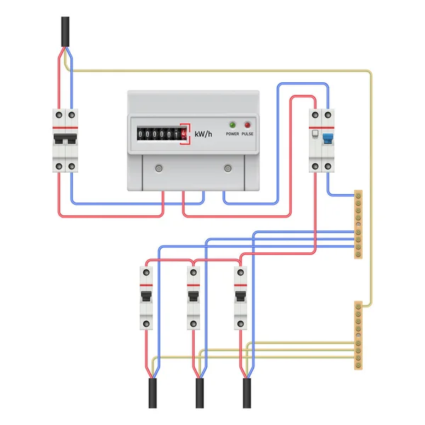 Enfasnätets Anslutningsdiagram För Energimätare Vektorillustration Vektorgrafik