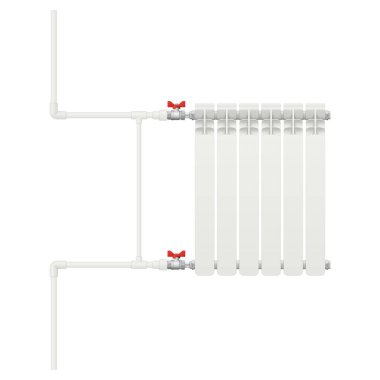 Isıtma bataryası şeması tek borulu. Vektör illüstrasyonu.