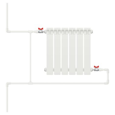 Isıtma bataryası şeması tek borulu. Vektör illüstrasyonu.