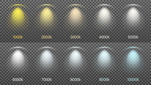 Ljussättning Från Lampor Spotlights Färgtemperatur Från 1000 Till 10000 Kelvin Stockillustration