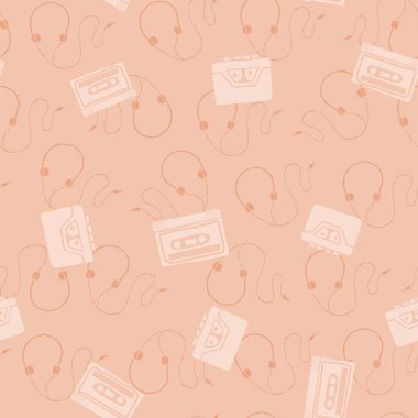 Vektör retro pikablar ve vinil kayıtlar kusursuz tekrarlama kalıpları arka planı. Kumaş, duvar kağıdı, ambalaj kağıdı, koleksiyon kitabı projeleri için mükemmel..