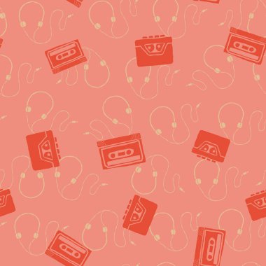 Vektör retro pikablar ve vinil kayıtlar kusursuz tekrarlama kalıpları arka planı. Kumaş, duvar kağıdı, ambalaj kağıdı, koleksiyon kitabı projeleri için mükemmel..