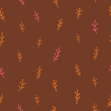 Brown yellow repeat pattern background in brown and orange. Vector background for fabric, wallpaper, scrapbooking, wrapping paper, stationary or quilting fabric. 