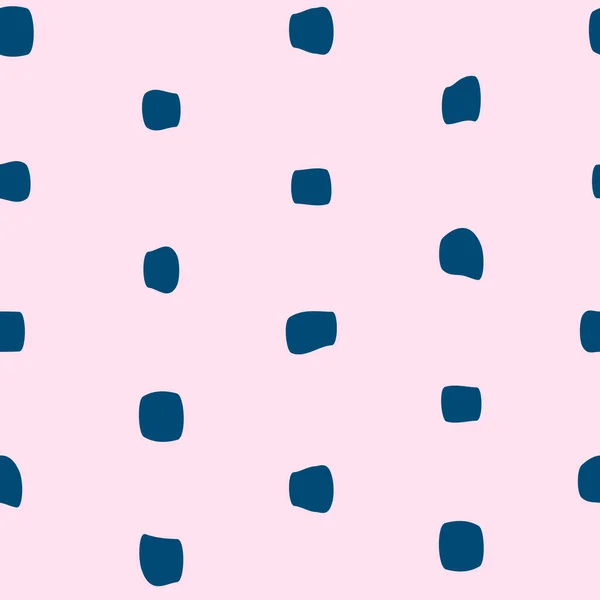 Hand Drawn Geometric Repeat Pattern Irregular Shaped Blue Dots Pink — Stockvektor
