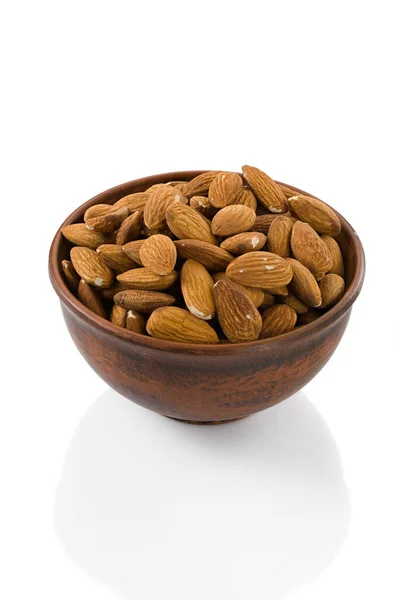Almond Kernels Bowl White Background Isolated Clipping Path Almond Bowl — Stock Photo, Image