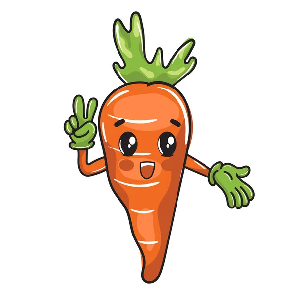 Cute Cartoon Design Happy Carrot Vegetables Kids — Stock Vector
