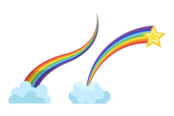 Set Cartoon Rainbows Clouds Star Ilustracje Stockowe bez tantiem