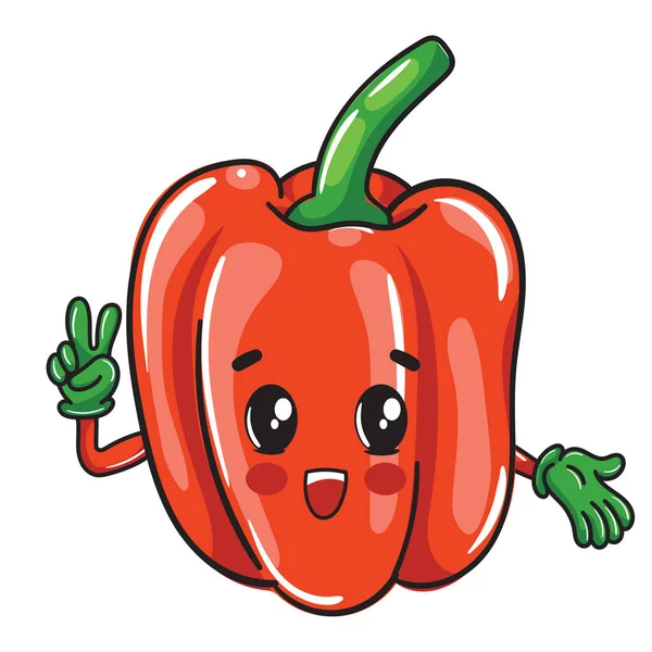 Cute Cartoon Design Happy Red Bell Pepper Vegetables Kids Ilustracje Stockowe bez tantiem