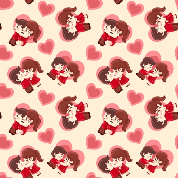 Love Wrapping Paper Pattern Cute Couple Falling Love — Wektor stockowy