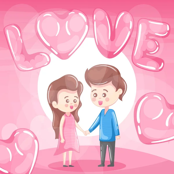 Love Card Romantic Couple Holding Hands Wektor Stockowy