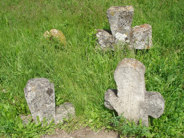 Ancient Stone Grave Crosses — Stock Photo, Image