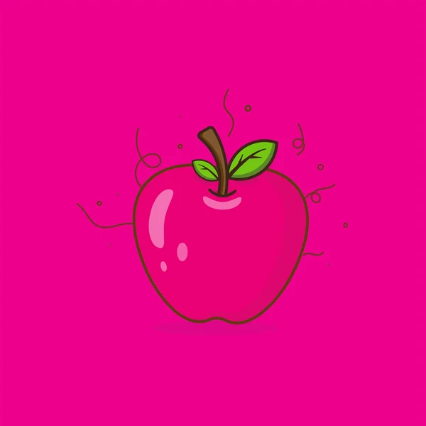 Значок Яблучного Фрукта Рожевому Фоні Векторні Ілюстрації — стоковий вектор