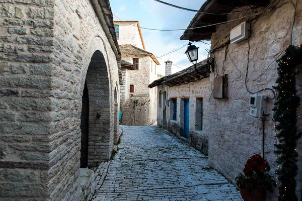 Syrrako Village Winter Day Tzoumerka Epirus Greece — Stockfoto