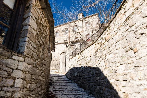 Syrrako Village Winter Day Tzoumerka Epirus Greece — Stockfoto