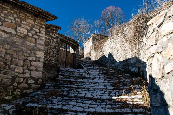 Syrrako Village Winter Day Tzoumerka Epirus Greece — Stock Photo, Image