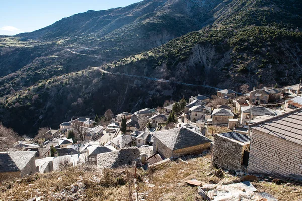 Syrrako Dorp Een Winterdag Tzoumerka Epirus Griekenland — Stockfoto