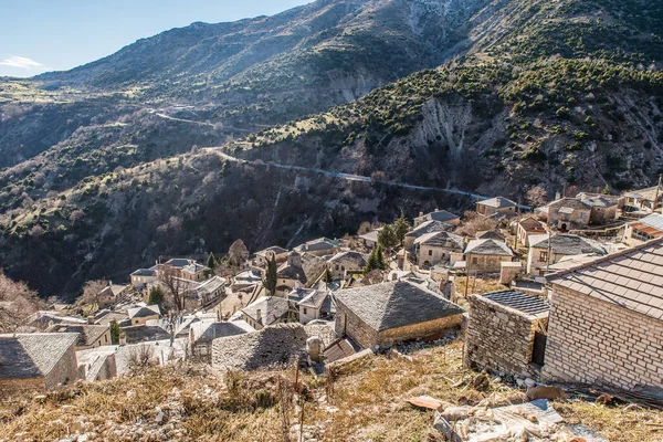 Syrrako Village Winter Day Tzoumerka Epirus Greece — Stockfoto