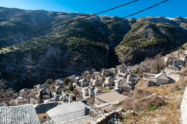 Syrrako Dorp Een Winterdag Tzoumerka Epirus Griekenland — Stockfoto