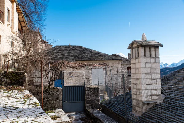 Syrrako Village Winter Day Tzoumerka Epirus Greece — Stock Photo, Image