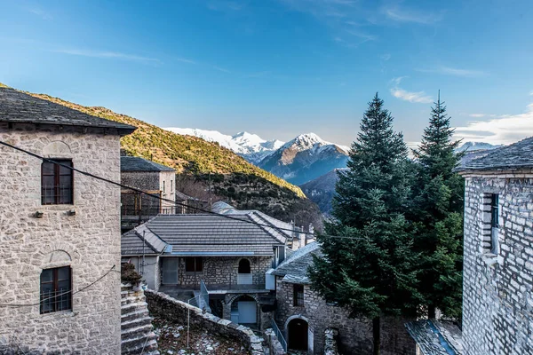 Syrrako Village Winter Day Tzoumerka Epirus Greece — Stockfoto