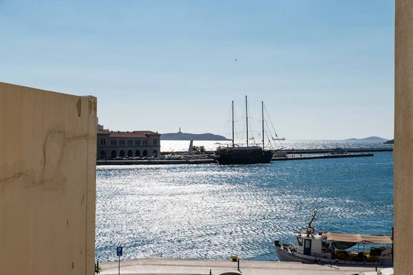 Syros Port Beautiful Day Cyclades Aegean Greece — 스톡 사진