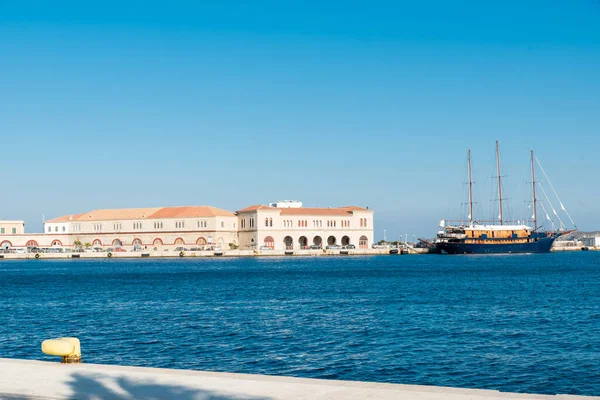 Syros Port Beautiful Day Cyclades Aegean Greece — Stockfoto