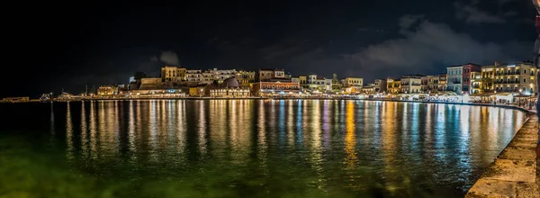 Старий Порт Чанія Вночі Крит Греція — стокове фото