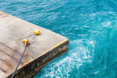 Two moorings in a ship port from above