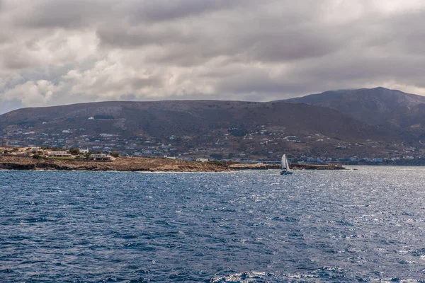 Paros Island View Panorama Ship Beautiful Colorful Day Cyclades Aegean — 图库照片