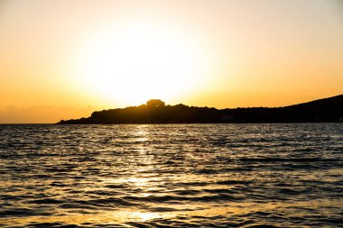 Beautiful sunset at ammoudia beach in Preveza, Epirus Greece