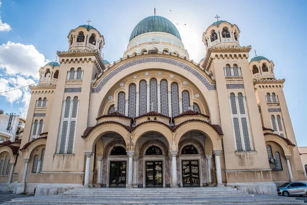 Agios Andreas Iglesia Histórica Metrópoli Patras Día Hermoso Con Color — Foto de Stock