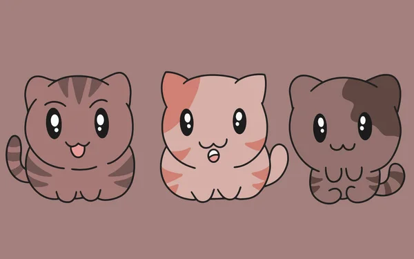 Set Aranyos Macskák Macska Kitty Cartoon Animal Pet Character Boldog — Stock Vector