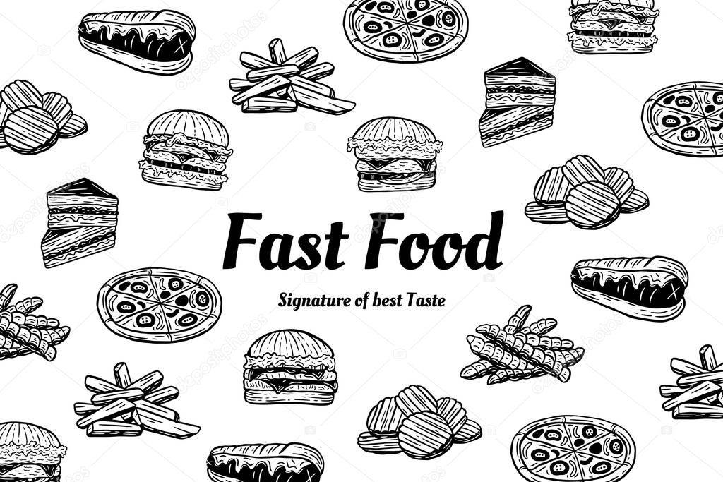 Hand Drawn Fast Food Shop Background illustration