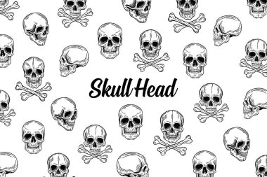 Koyu Çizim Kurukafa Başı El Taslak Çizim Biçimini Ayarla