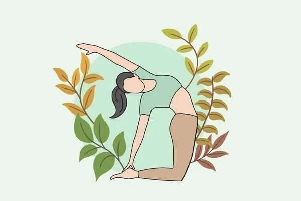 Mulher Meditando Natureza Pacífica Ilustração Ioga Conceito Estilo Vida Saudável —  Vetores de Stock