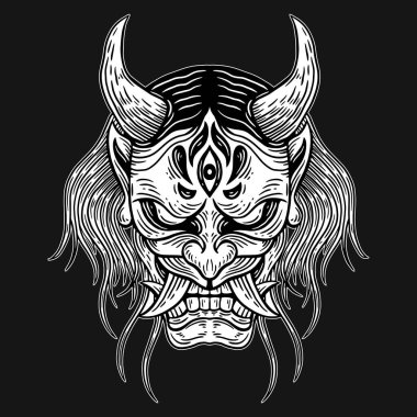 Kara Sanat Japon Şeytan Maskesi Uzun Kafatası Kafatası Yumurtadan Çıkma Biçimi