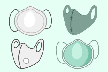 Set Medical Face Mask Wear for Health protocol illustration