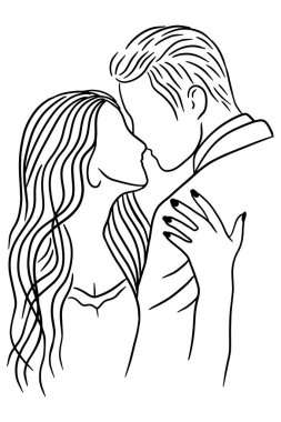Couple Happy Wedding Women Men Wife Husband Line Art illustration