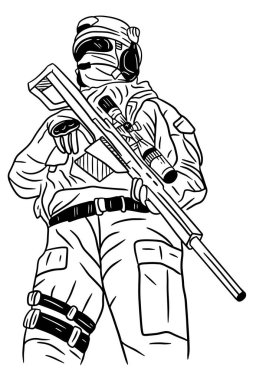 Ordu Askerleri Keskin Nişancı Savaş Çizgisi Resim Çizgisi 'ni Durdurun