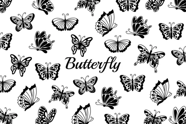 Set Raccolta Bella Farfalla Farfalle Animale Disegnato Mano Illustrazione — Vettoriale Stock