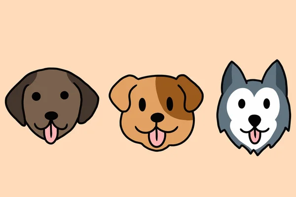 Set Cute Puppy Puppies Dog Pet Cartoon Illustration — Stockvektor