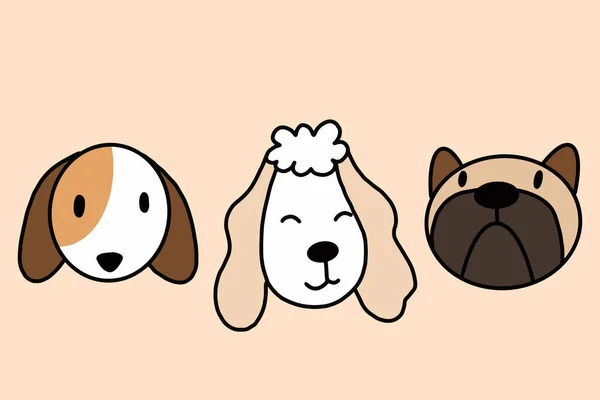 Set Cute Puppy Puppies Dog Pet Cartoon Illustration — 스톡 벡터