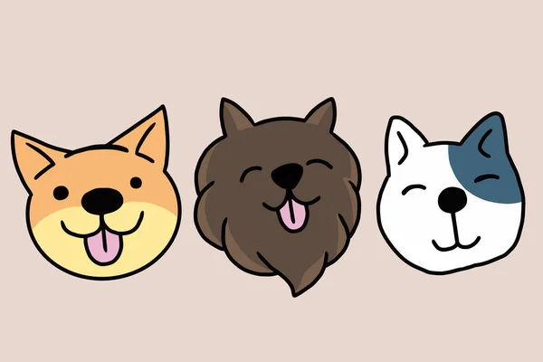 Set Cute Puppy Puppies Dog Pet Cartoon Illustration — Image vectorielle