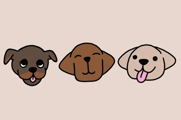 Set Cute Puppy Puppies Dog Pet Cartoon Illustration — Vetor de Stock