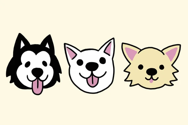 Set Cute Puppy Puppies Dog Pet Cartoon Illustration — Stock vektor