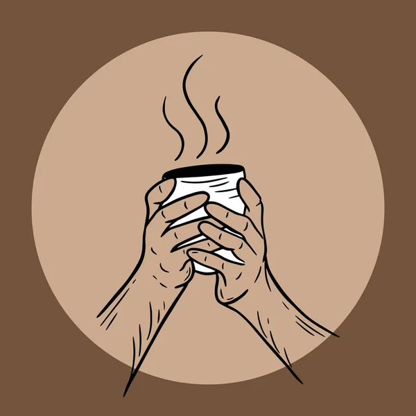 Hand Drawn Hold Coffee Cream Bebidas Sobremesa Copo Vidro Menu —  Vetores de Stock