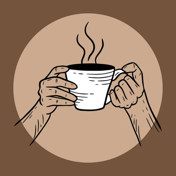 Hand Drawn Hold Coffee Cream Ποτό Επιδόρπιο Κατάστημα Γυάλινο Κύπελλο — Διανυσματικό Αρχείο